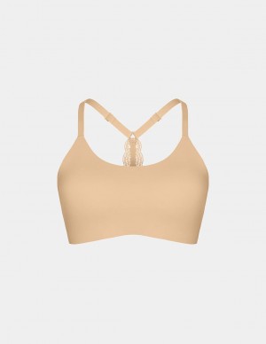 Beige Knix Lace Racerback Bras | MBNFGA-548