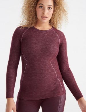 Burgundy Knix Merino SculptWool® Seamless Tops | OFYCKV-516