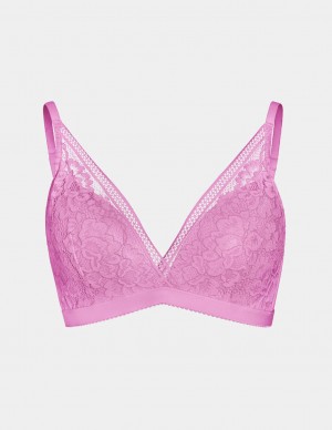 Pink Knix Lace Deep-V Bras | NFZAGL-920