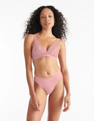 Pink Knix Lace Deep-V Bras | YGVRNZ-430