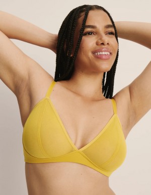 Yellow Knix Mesh Deep V Bras | VAKFGT-613