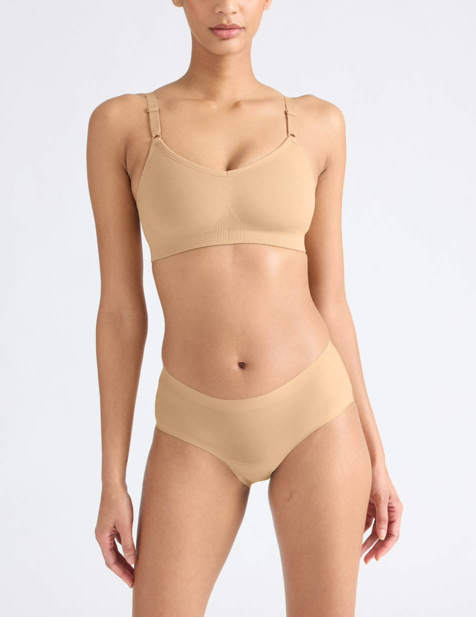 Beige Knix Good to Go Seamless Bras | EDWUOJ-490