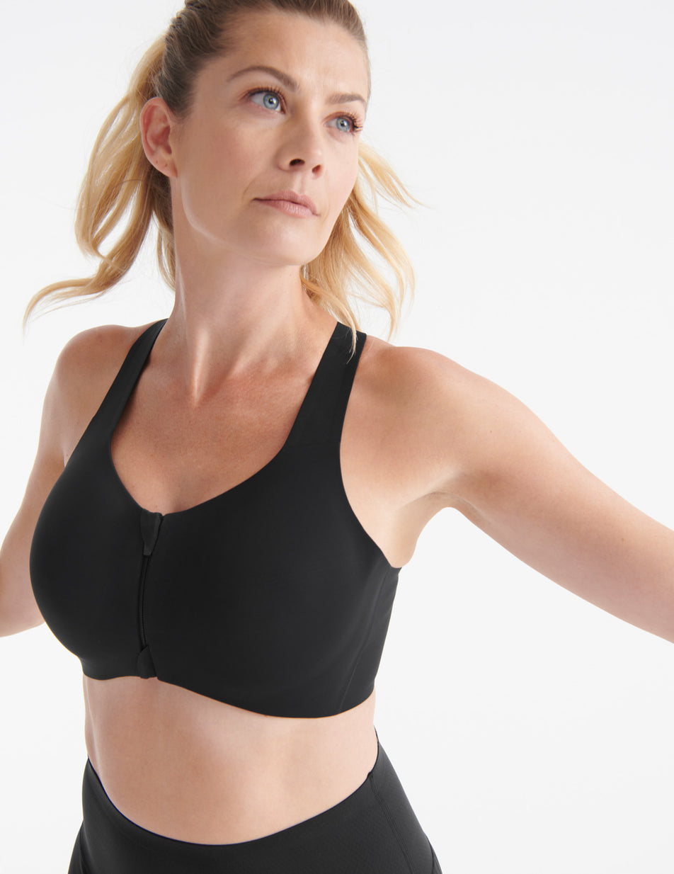 Black Knix Catalyst Front Zip Sports Bras | TAJOBM-012