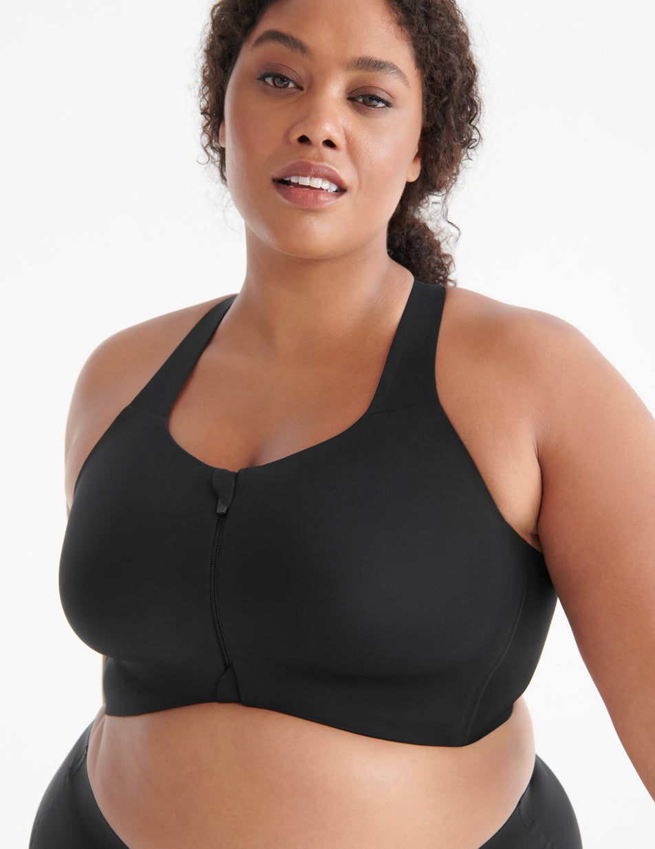 Black Knix Catalyst Front Zip Sports Bras | TAJOBM-012