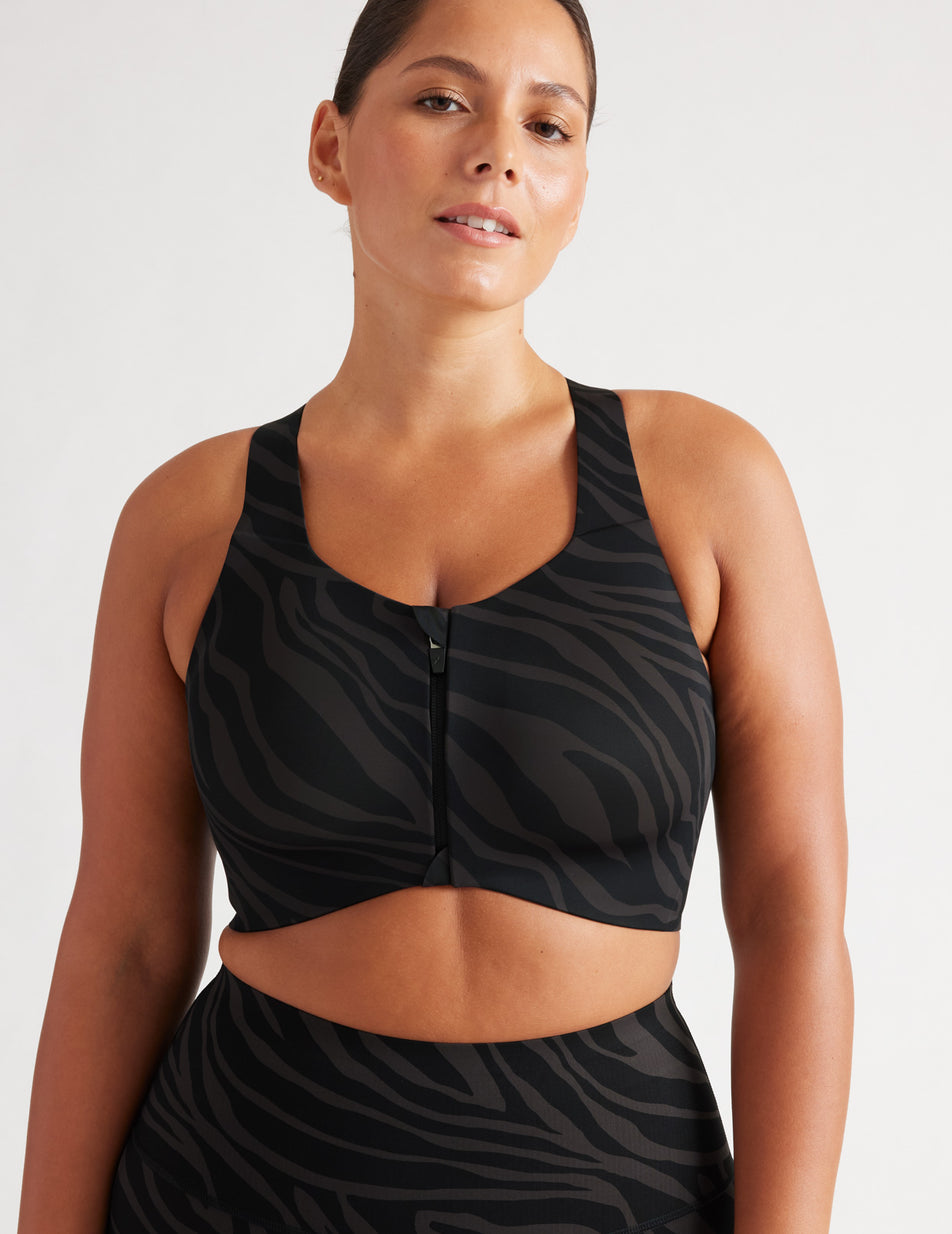 Black Knix Catalyst Front Zip Sports Bras | KZIGYL-342