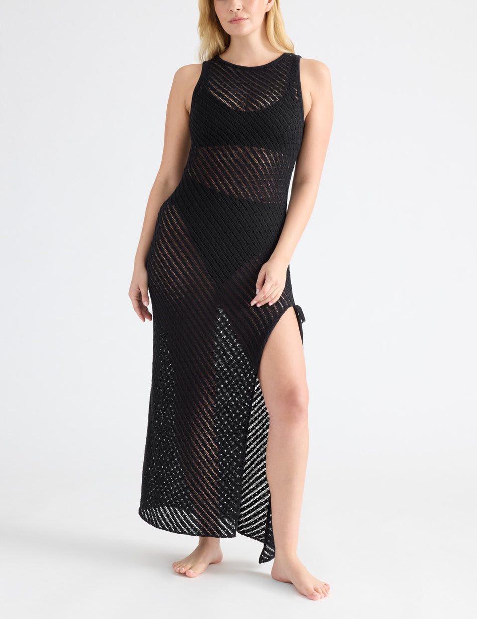 Black Knix Crochet-Knit Beach Dress | UJXGWV-547