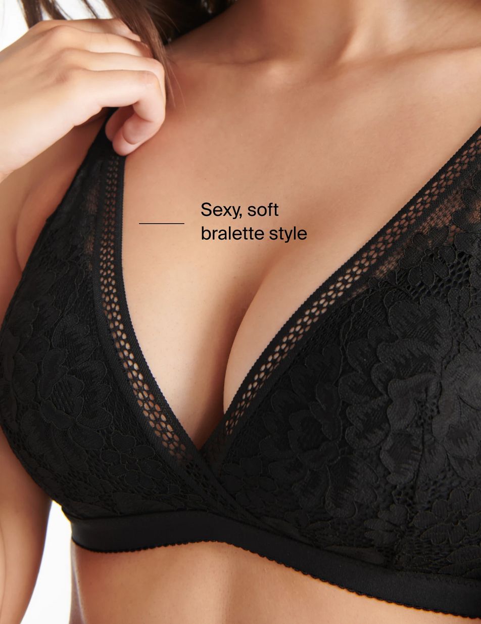 Black Knix Lace Deep-V Bras | LYCFAE-436