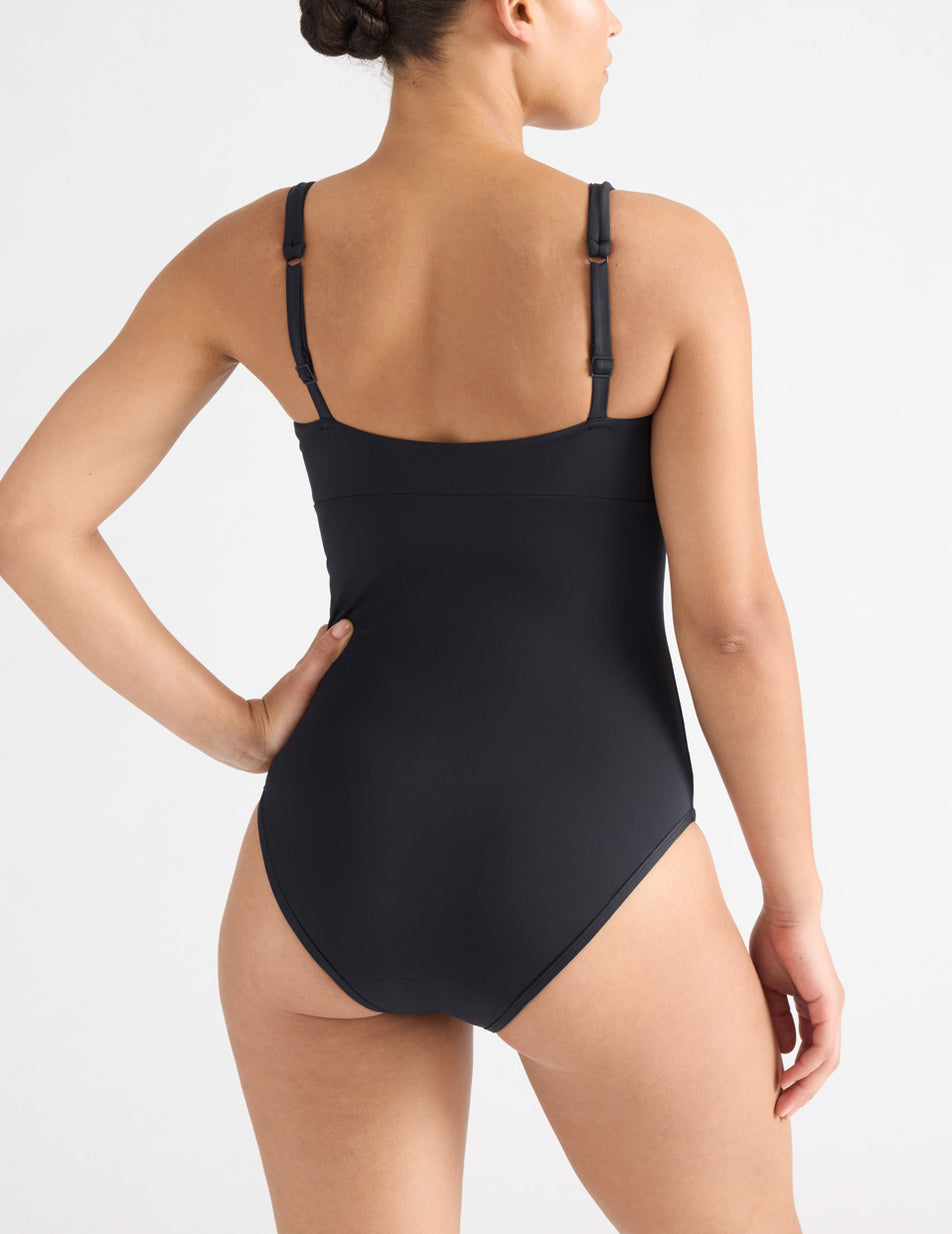 Black Knix Leakproof Deep V One Piece Swimsuits | ZXVWBO-861