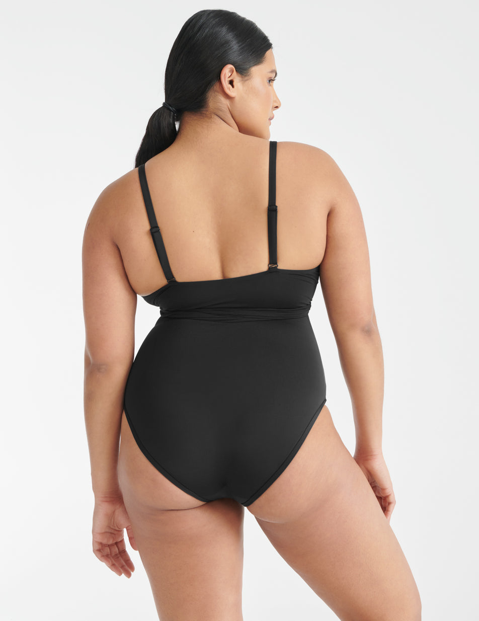 Black Knix Leakproof Wrap One Piece Swimsuits | MJOKDY-876