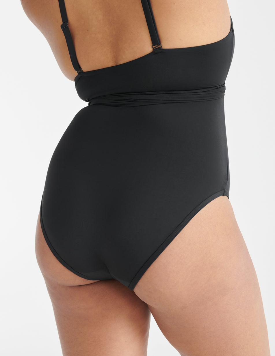 Black Knix Leakproof Wrap One Piece Swimsuits | MJOKDY-876