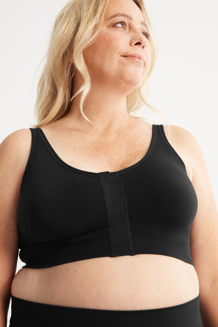 Black Knix Ultra Soft Front Closure Pullover Bras | FMIXSO-965