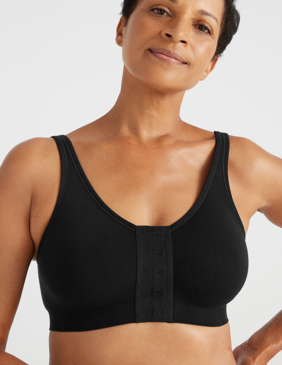 Black Knix Ultra Soft Front Closure Pullover Bras | FMIXSO-965