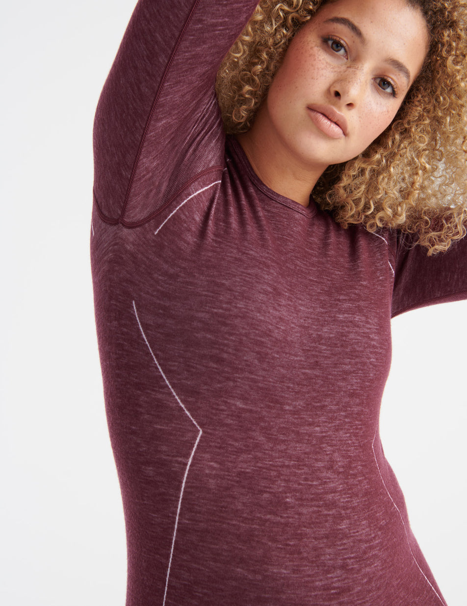 Burgundy Knix Merino SculptWool® Seamless Tops | OFYCKV-516