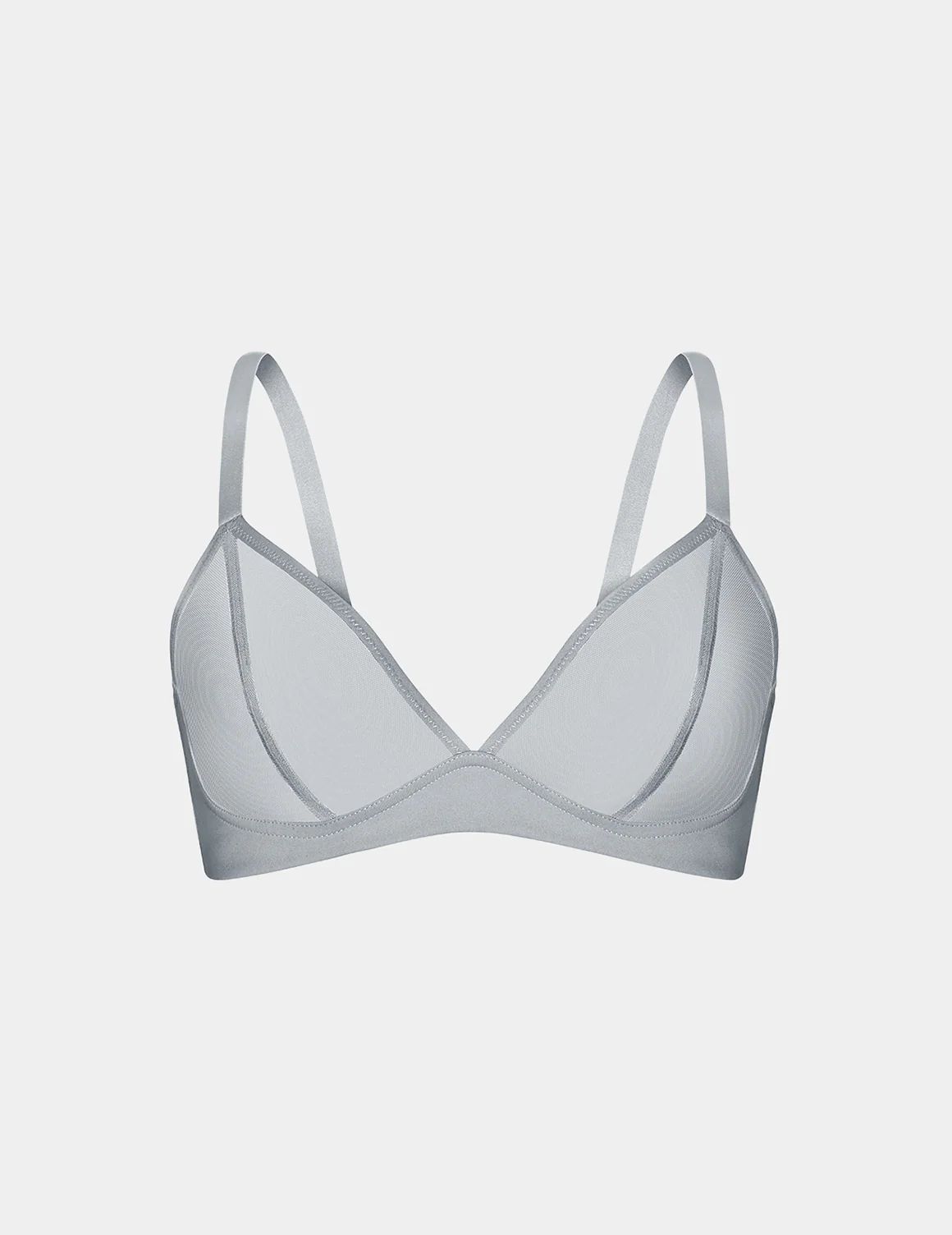 Grey Knix Mesh Deep V Bras | RXGBSV-726