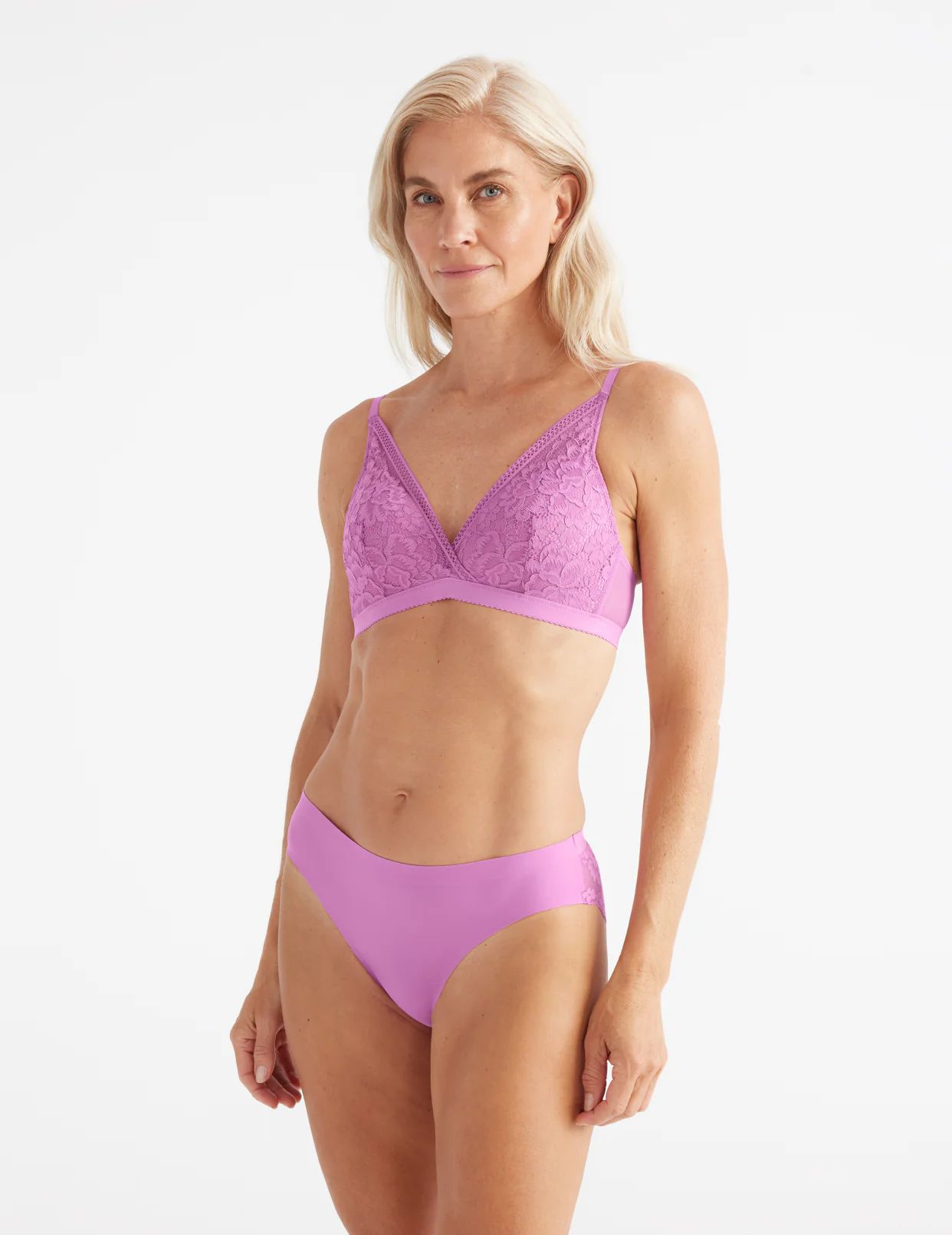 Pink Knix Lace Deep-V Bras | NFZAGL-920