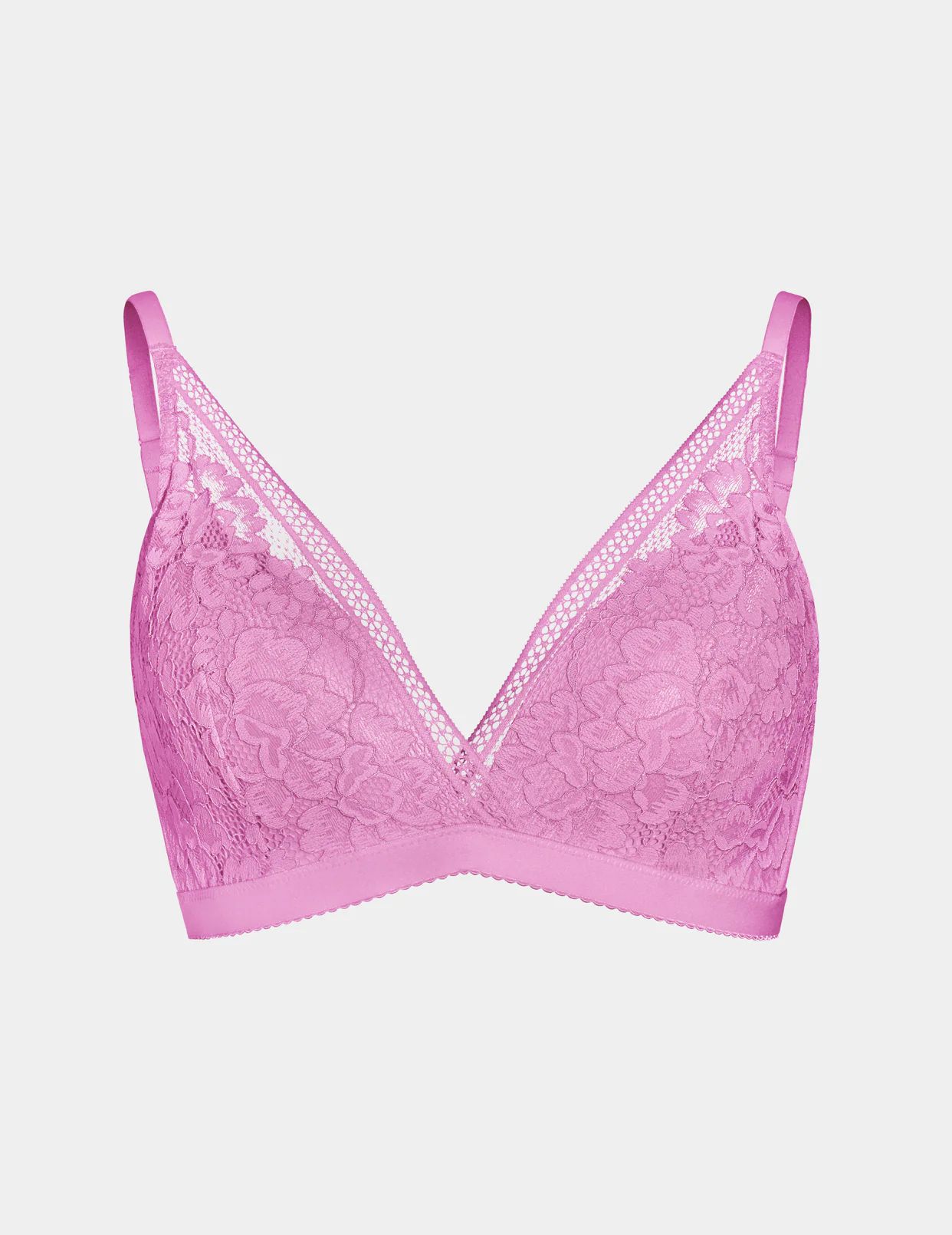 Pink Knix Lace Deep-V Bras | NFZAGL-920