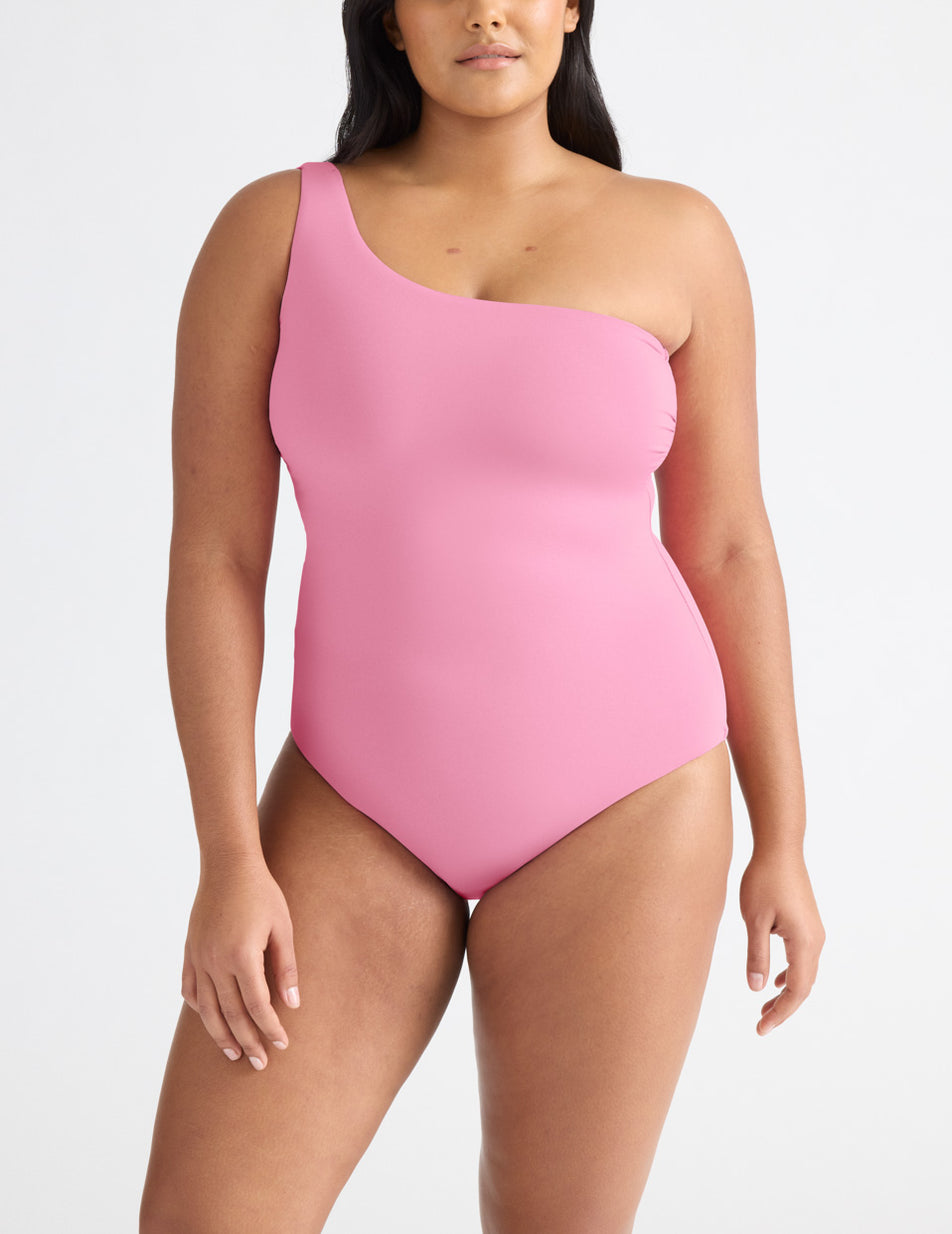 Pink Knix One Shoulder One Piece Swimsuits | ZUQGWL-618