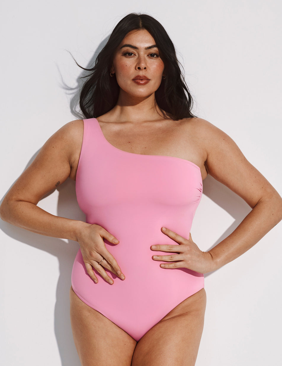 Pink Knix One Shoulder One Piece Swimsuits | ZUQGWL-618