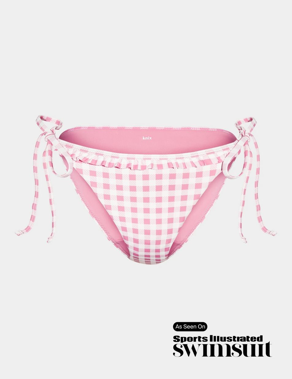 Pink Knix The Birds Papaya Ruffle String Bikini Bottoms | SFRWTO-218