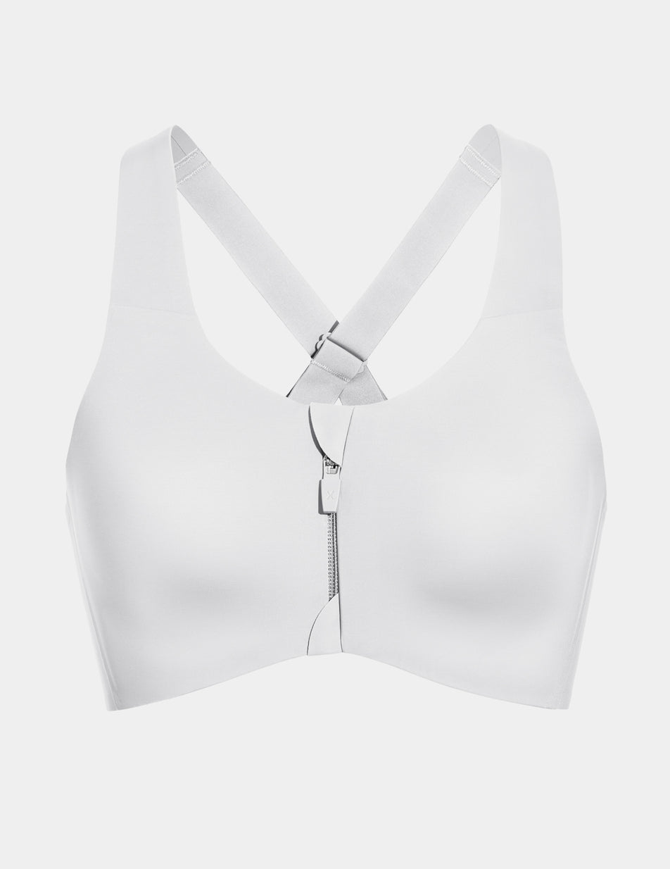 White Knix Catalyst Front Zip Sports Bras | CHAYVX-354