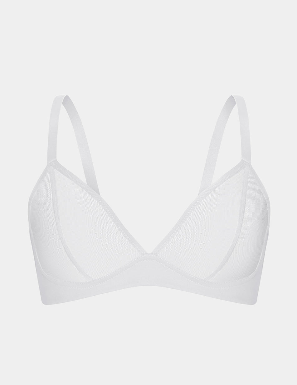 White Knix Mesh Deep V Bras | SMJDFK-382